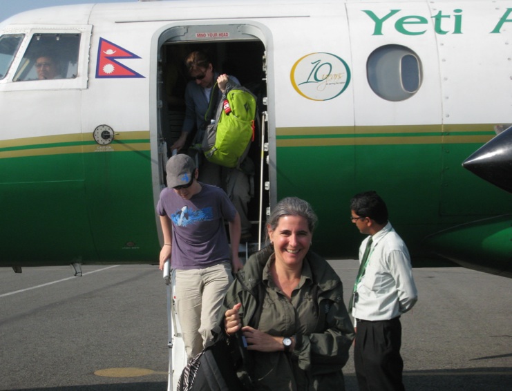 Disembarking in Pokhara